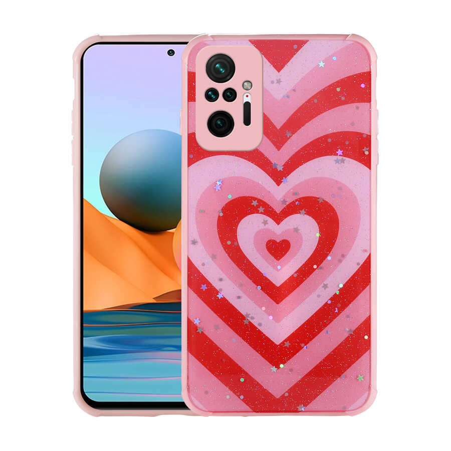 Xiaomi Redmi Note 10 Pro Kılıf Simli Desenli Kamera Korumalı Parlak Zore Popy Kapak