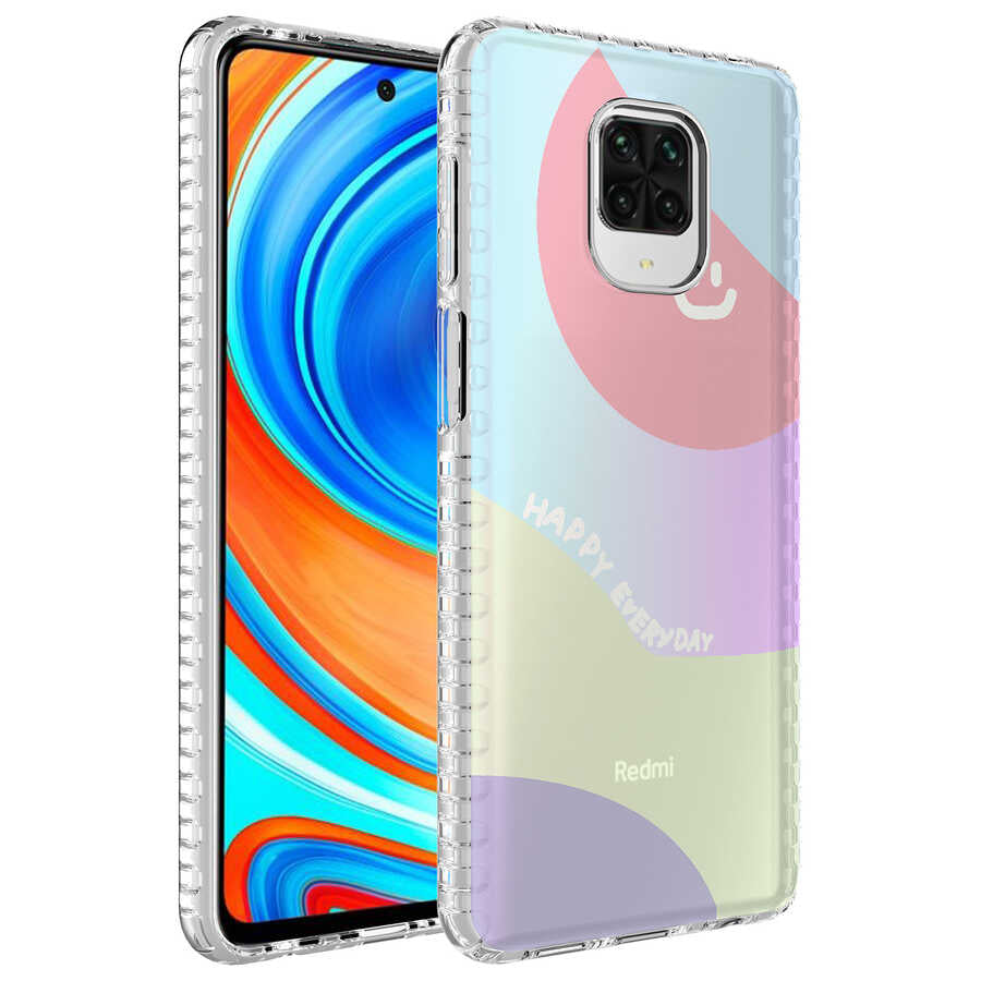 Xiaomi Redmi Note 9 Pro Kılıf Airbag Kenarlı Renkli Desenli Silikon Zore Elegans Kapak