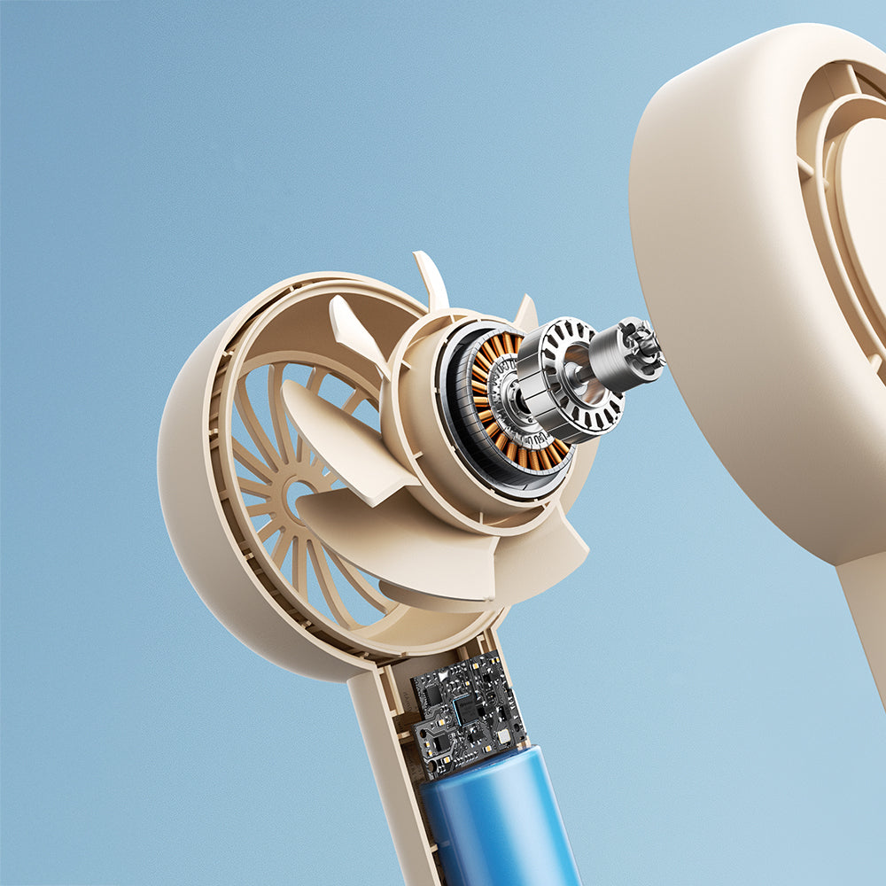 Aecooly PB01 İç Spiralli Çift Halka Hava Akışı Teknolojili 5 Kademeli Portatif Soğutucu El Fanı