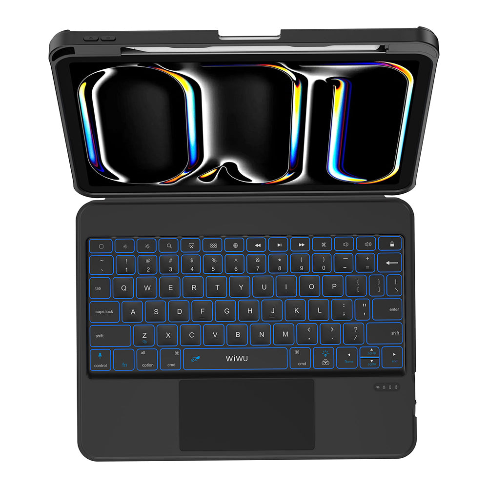 Apple iPad Air 10.9 2020 (4.Nesil) Wiwu MK-007 Combo Pro Kalem Bölmeli Klavyeli Standlı Kılıf