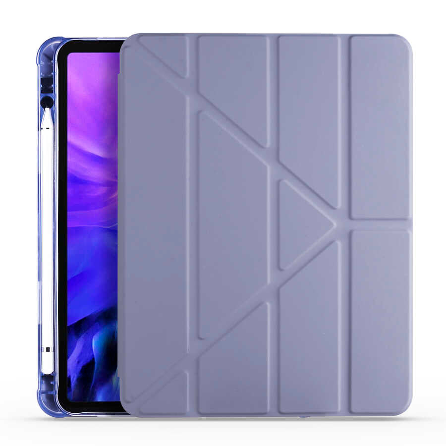 Apple iPad Air 10.9 2022 (5.Nesil) Kılıf Zore Tri Folding Kalem Bölmeli Standlı Kılıf