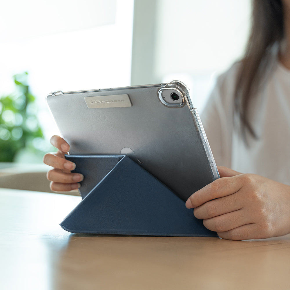 Apple iPad Air 11 2024 Raptic Clear Folio Airbagli Şeffaf Kapaklı Katlanabilir Standlı Kılıf