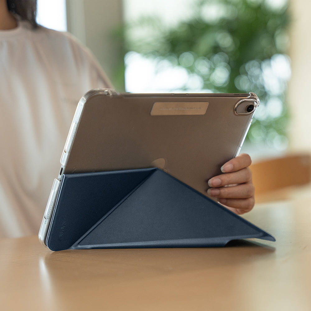 Apple iPad Air 11 2024 Raptic Clear Folio Airbagli Şeffaf Kapaklı Katlanabilir Standlı Kılıf