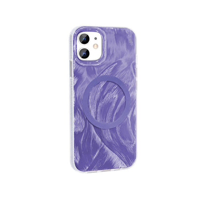 Apple iPhone 11 Kılıf M-safe Şarj Özellikli Fırça Boya Desenli Zore Palet Kapak