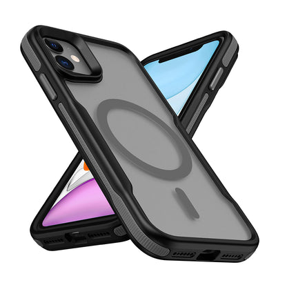 Apple iPhone 11 Kılıf M-safe Şarj Özellikli Renkli Kenar Airbag Şeritli Zore Lamer Kapak