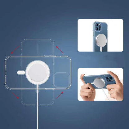 Apple iPhone 11 Kılıf M-safe Şarj Özellikli Şeffaf Sert PC Zore Embos Kapak