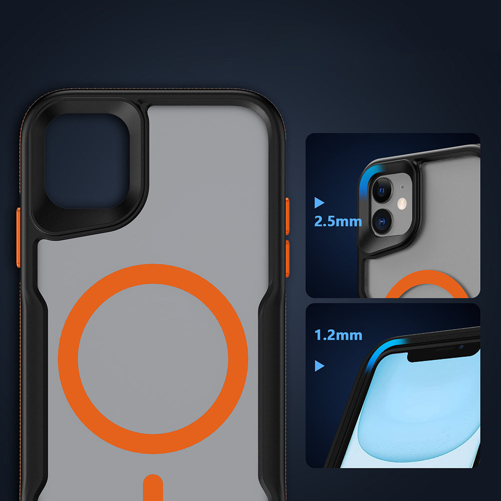 Apple iPhone 12 Kılıf M-safe Şarj Özellikli Renkli Kenar Airbag Şeritli Zore Lamer Kapak