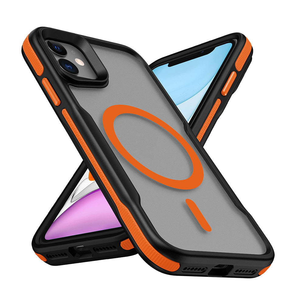 Apple iPhone 12 Kılıf M-safe Şarj Özellikli Renkli Kenar Airbag Şeritli Zore Lamer Kapak