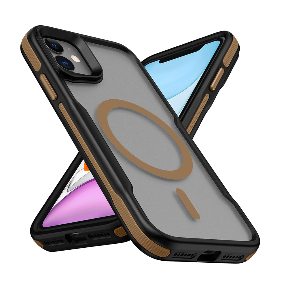 Apple iPhone 12 Kılıf M-safe Şarj Özellikli Renkli Kenar Airbag Şeritli Zore Lamer Kapak