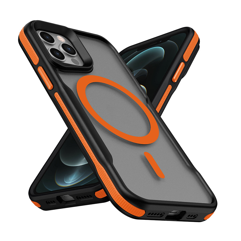 Apple iPhone 12 Kılıf M-safe Şarj Özellikli Renkli Kenar Airbag Şeritli Zore Lamer Kapak