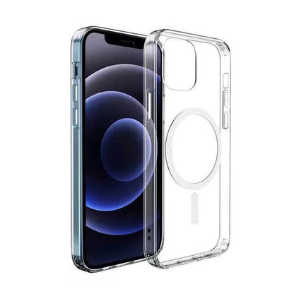 Apple iPhone 12 Kılıf M-safe Şarj Özellikli Şeffaf Sert PC Zore Embos Kapak