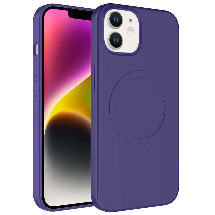 Apple iPhone 12 Kılıf M-safe Wireless Şarj Özellikli Pastel Renk Silikon Zore Plas Kapak