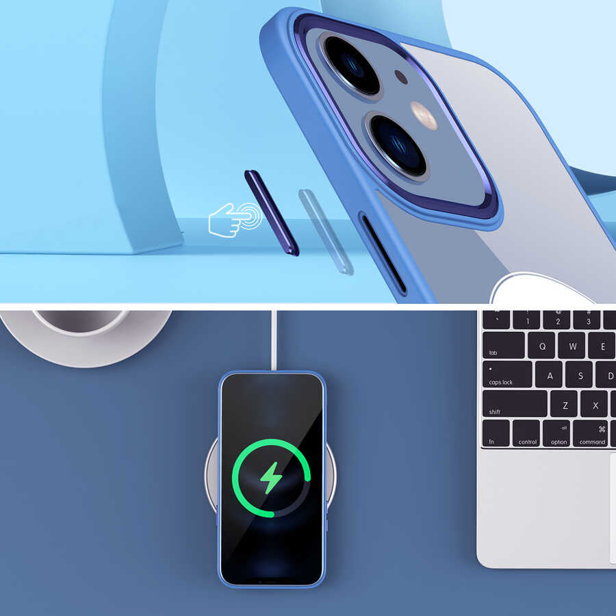 Apple iPhone 12 Kılıf Wireless Şarj Özellikli Zore Krom M-safe Silikon Kapak