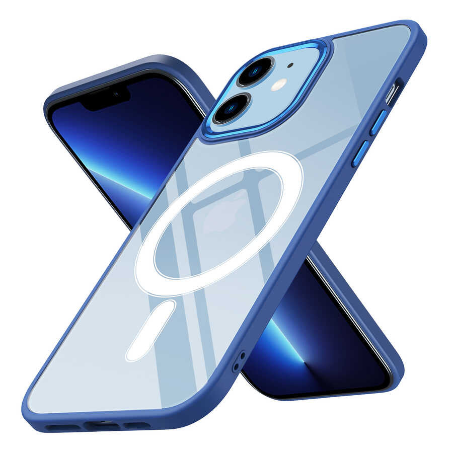 Apple iPhone 12 Kılıf Wireless Şarj Özellikli Zore Krom M-safe Silikon Kapak