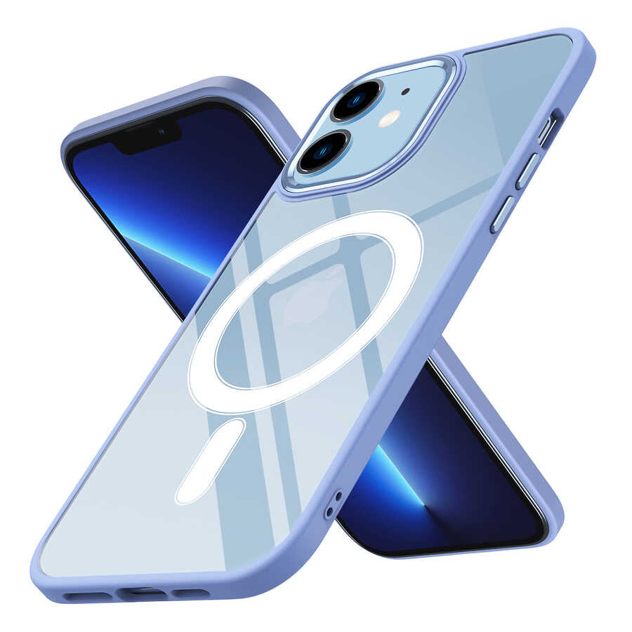 Apple iPhone 12 Kılıf Wireless Şarj Özellikli Zore Krom M-safe Silikon Kapak