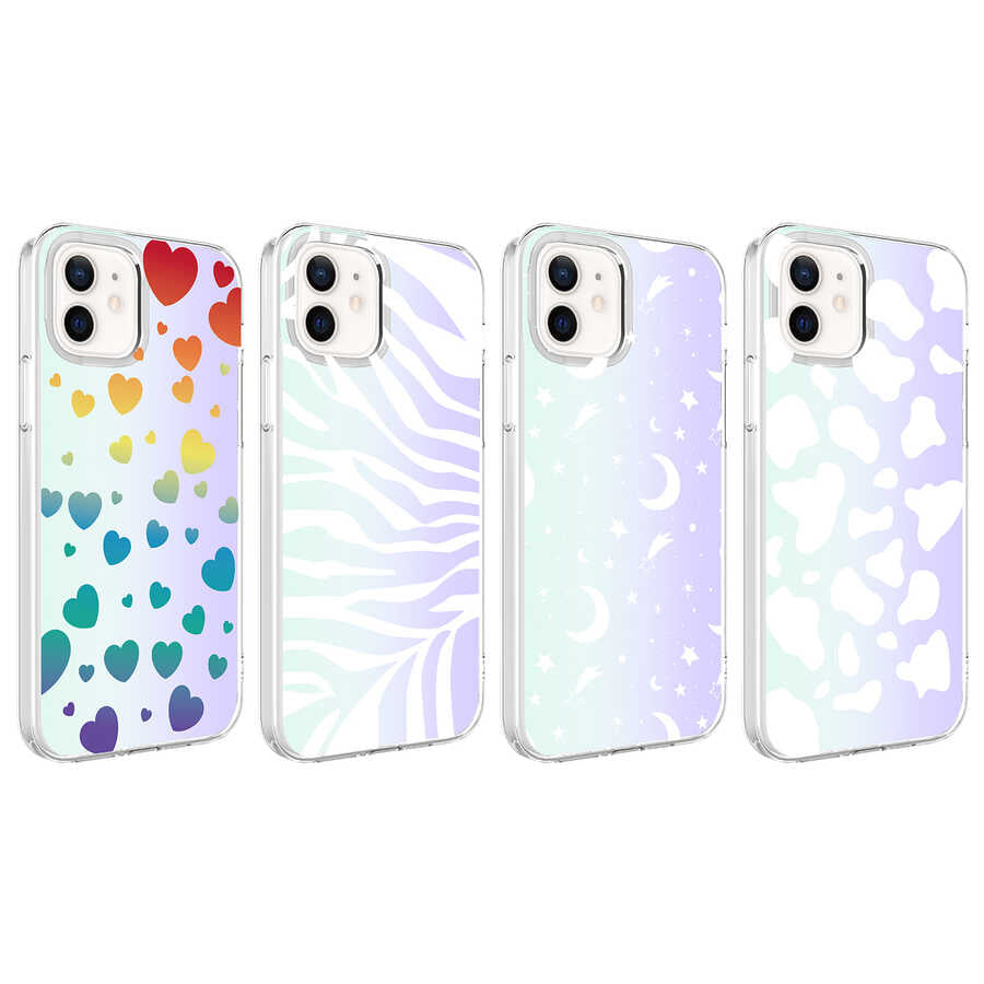 Apple iPhone 12 Kılıf Zore M-Blue Desenli Kapak