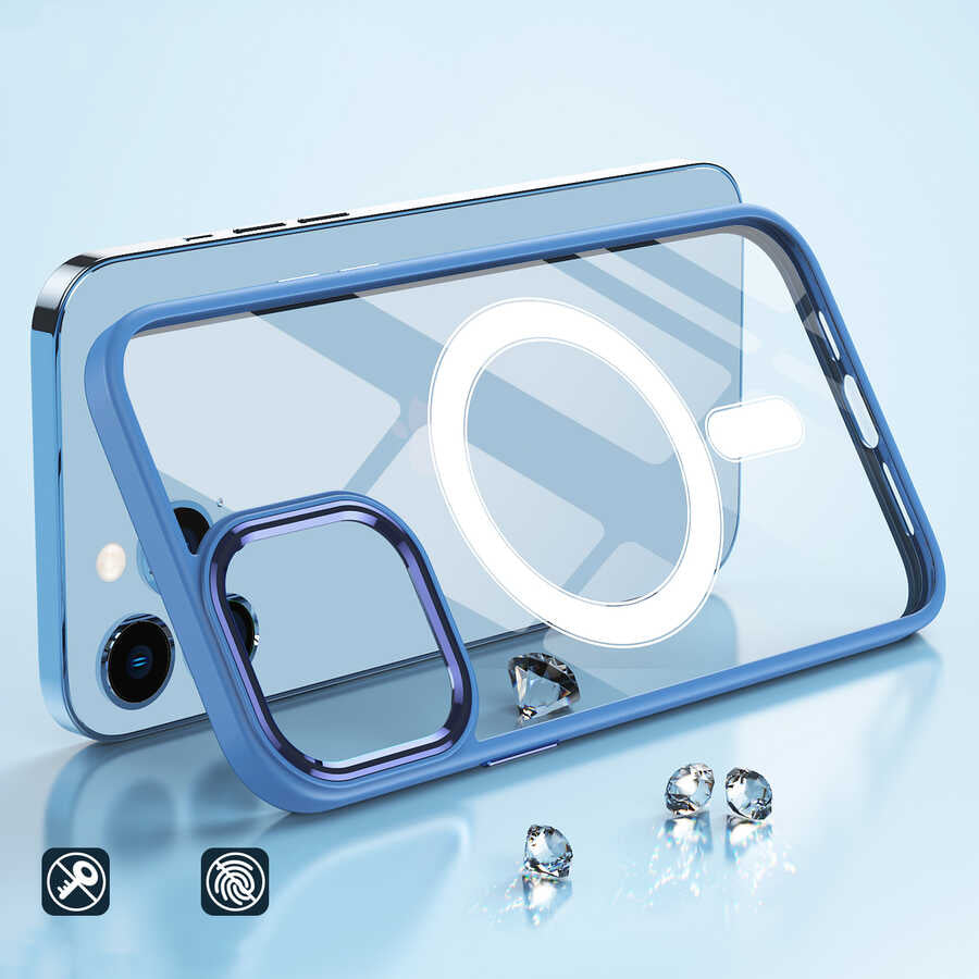 Apple iPhone 12 Pro Kılıf Wireless Şarj Özellikli Zore Krom M-safe Silikon Kapak