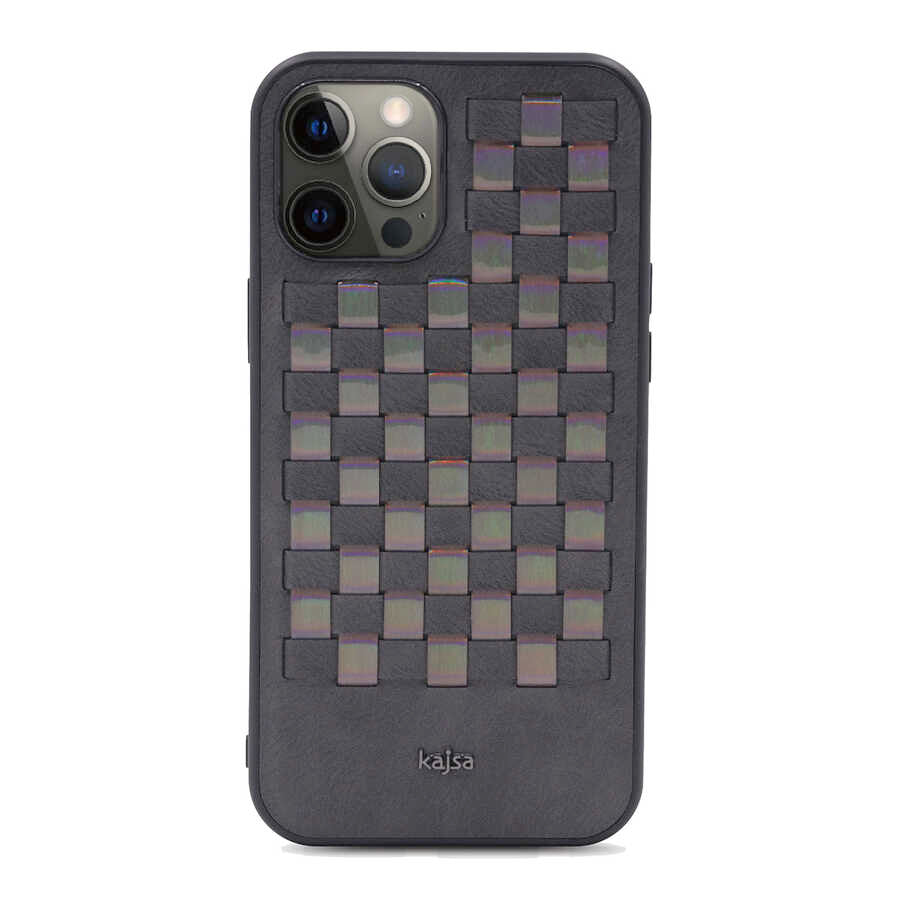 Apple iPhone 12 Pro Max Kılıf Kajsa Preppie Serisi Spotlight Woven Kapak