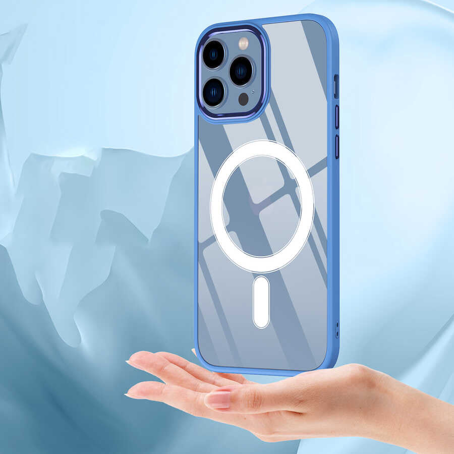 Apple iPhone 12 Pro Max Kılıf Wireless Şarj Özellikli Zore Krom M-safe Silikon Kapak