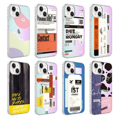 Apple iPhone 13 Kılıf Airbag Kenarlı Renkli Desenli Silikon Zore Elegans Kapak