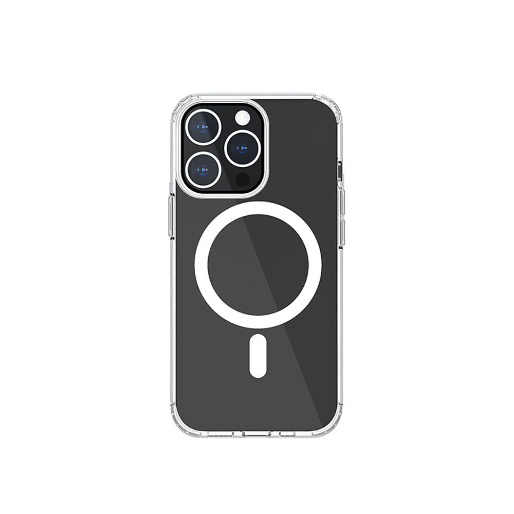 Apple iPhone 13 Kılıf M-safe Şarj Özellikli Airbagli Şeffaf PC Arka Yüzey Recci Magnetik Suction Serisi Kapak