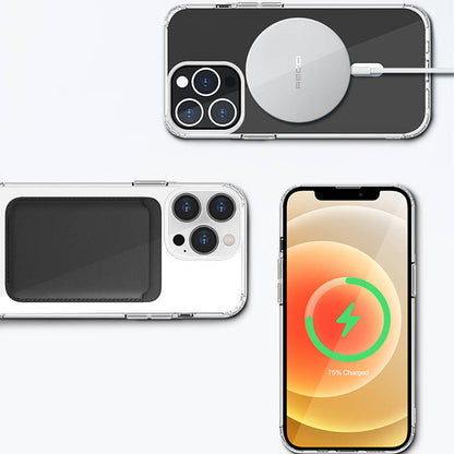 Apple iPhone 13 Kılıf M-safe Şarj Özellikli Airbagli Şeffaf PC Arka Yüzey Recci Magnetik Suction Serisi Kapak