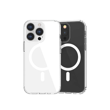 Apple iPhone 13 Kılıf M-safe Şarj Özellikli Airbagli Şeffaf PC Arka Yüzey Recci Magnetik Suction Serisi Kapak