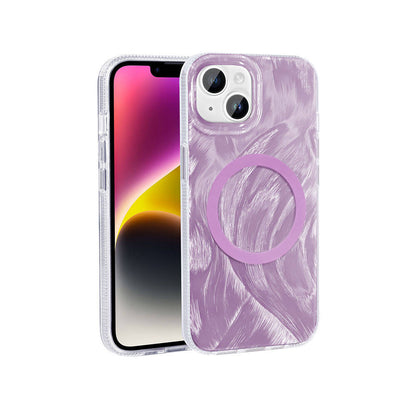 Apple iPhone 13 Kılıf M-safe Şarj Özellikli Fırça Boya Desenli Zore Palet Kapak