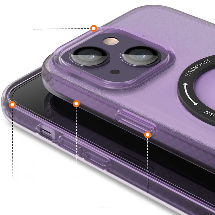 Apple iPhone 13 Kılıf M-safe Şarj Özellikli Youngkit Rock Serisi Kapak