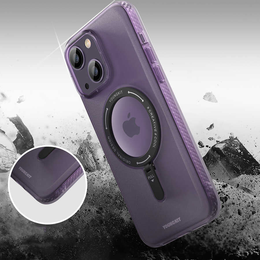 Apple iPhone 13 Kılıf M-safe Şarj Özellikli Youngkit Rock Serisi Kapak