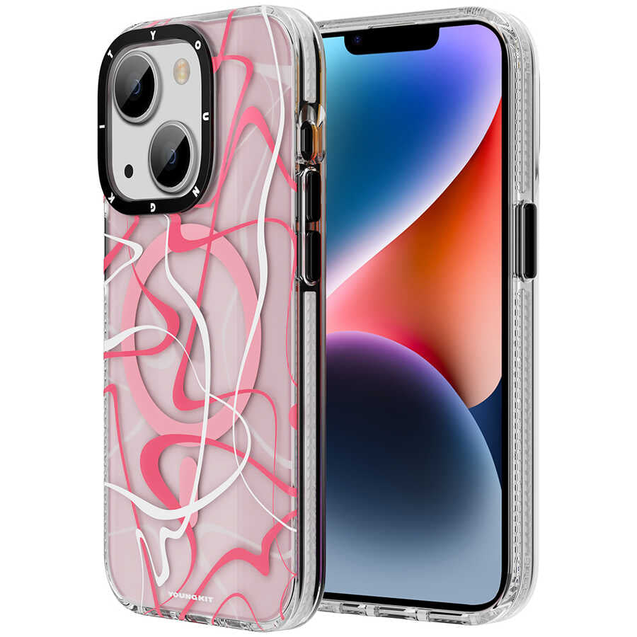 Apple iPhone 13 Kılıf M-safe Şarj Özellikli Youngkit Water-Ink Serisi Kapak