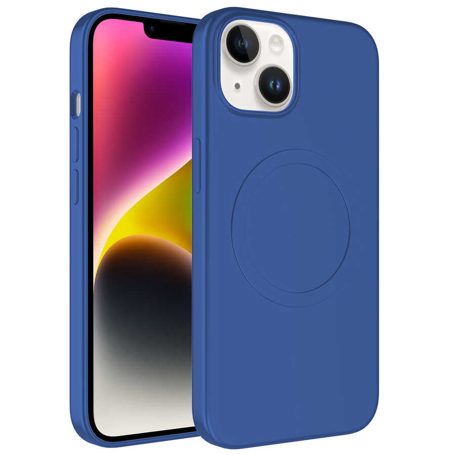 Apple iPhone 13 Kılıf M-safe Wireless Şarj Özellikli Pastel Renk Silikon Zore Plas Kapak