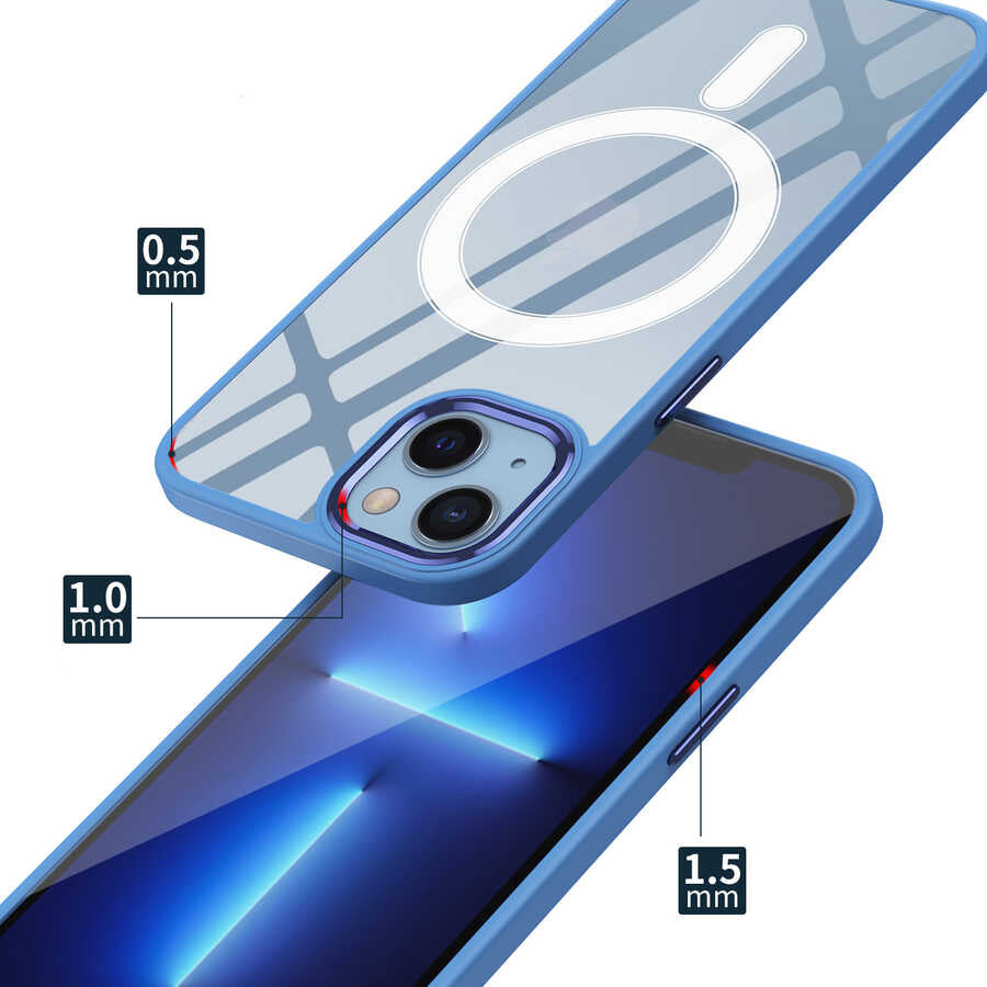 Apple iPhone 13 Kılıf Wireless Şarj Özellikli Zore Krom M-safe Silikon Kapak