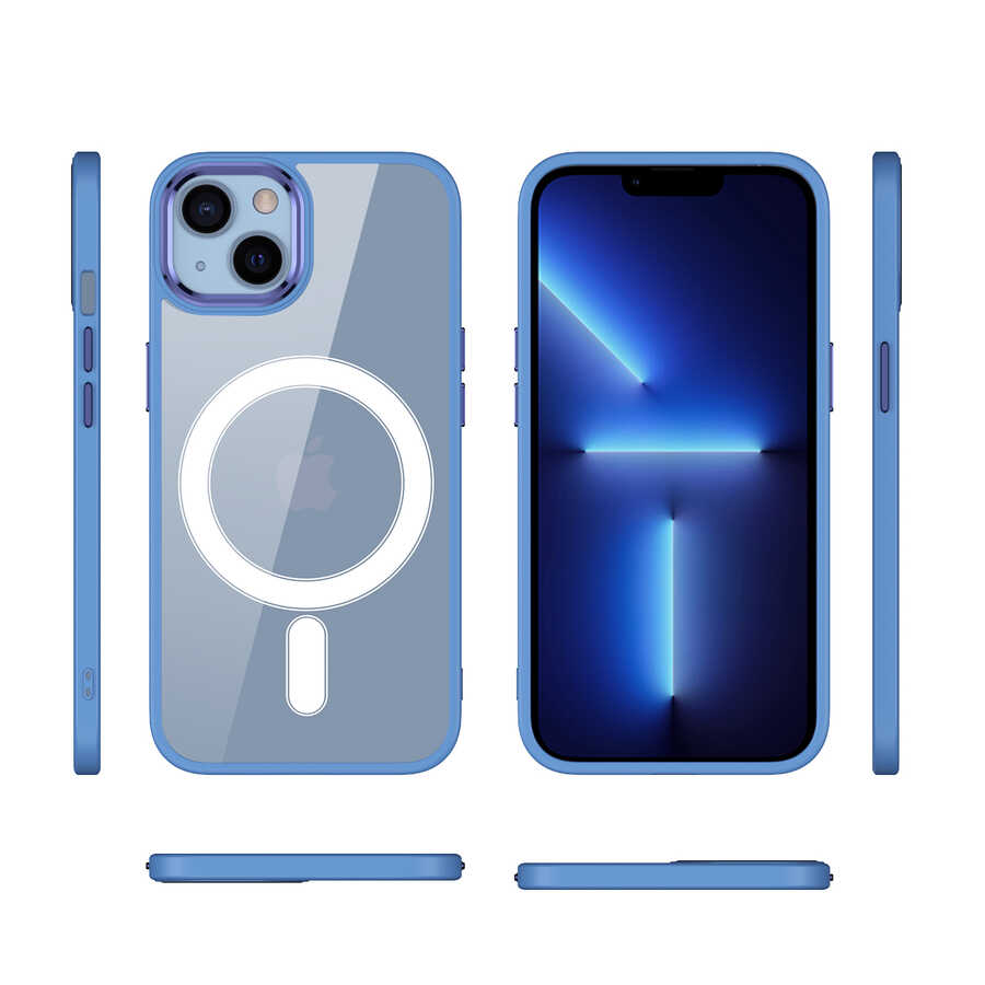 Apple iPhone 13 Kılıf Wireless Şarj Özellikli Zore Krom M-safe Silikon Kapak