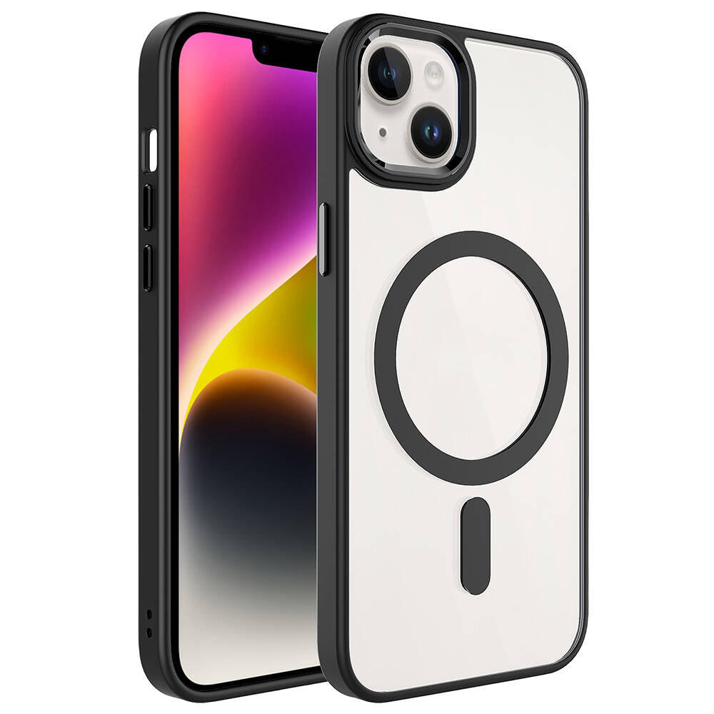 Apple iPhone 13 Kılıf Wireless Şarj Özellikli Zore Krom M-safe Silikon Kapak