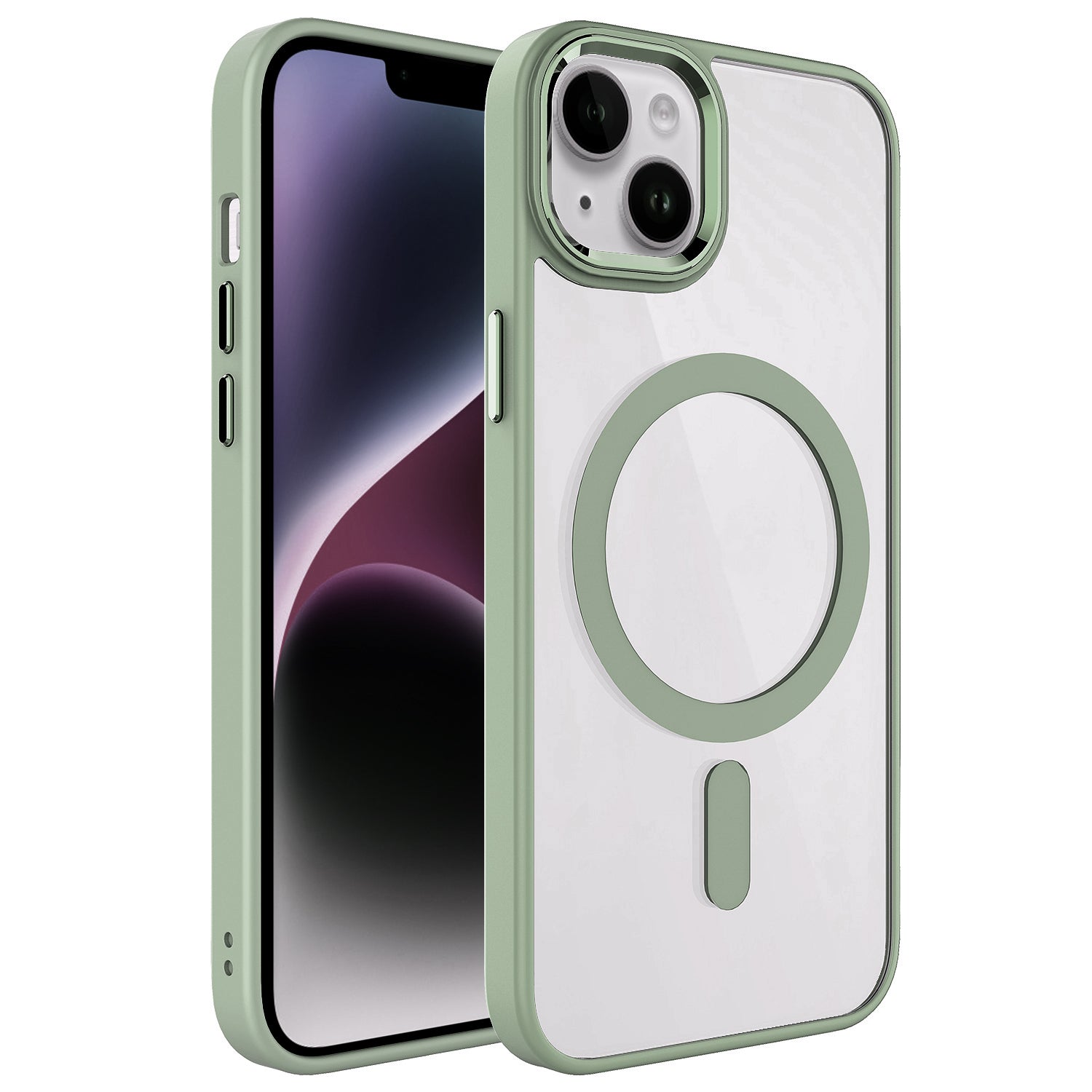 Apple iPhone 13 Kılıf Wireless Şarj Özellikli Zore Krom M-safe Silikon Kapak