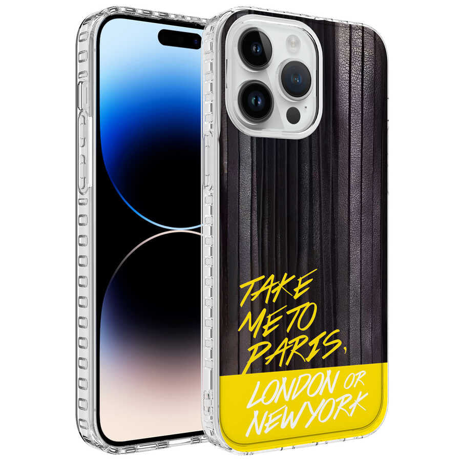 Apple iPhone 13 Pro Max Kılıf Airbag Kenarlı Renkli Desenli Silikon Zore Elegans Kapak