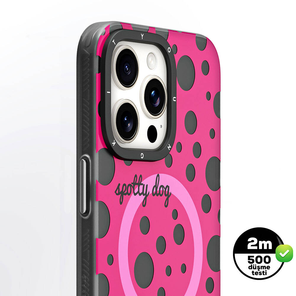 Apple iPhone 13 Pro Max Kılıf M-safe Şarj Özellikli Polka Dot Desenli Youngkit Spots Serisi Kapak