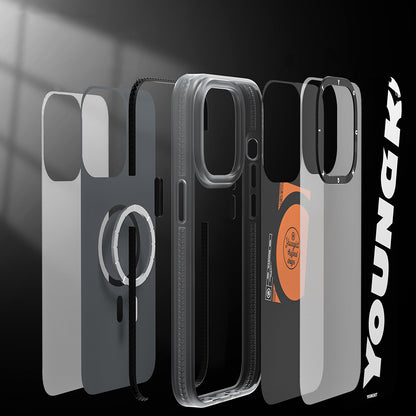 Apple iPhone 13 Pro Max Kılıf M-safe Şarj Özellikli Youngkit Binfen Serisi Yazı Temalı Kapak