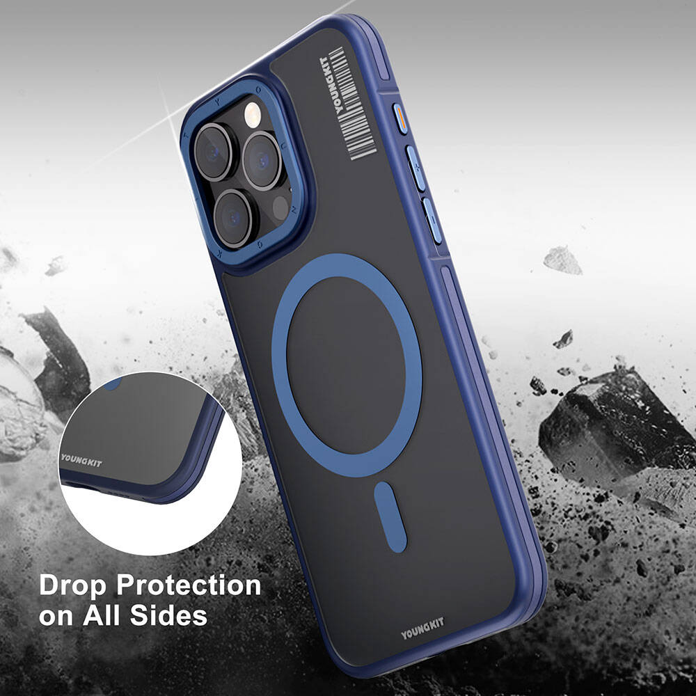 Apple iPhone 13 Pro Max Kılıf M-safe Şarj Özellikli Youngkit Rock Sand Serisi Kapak