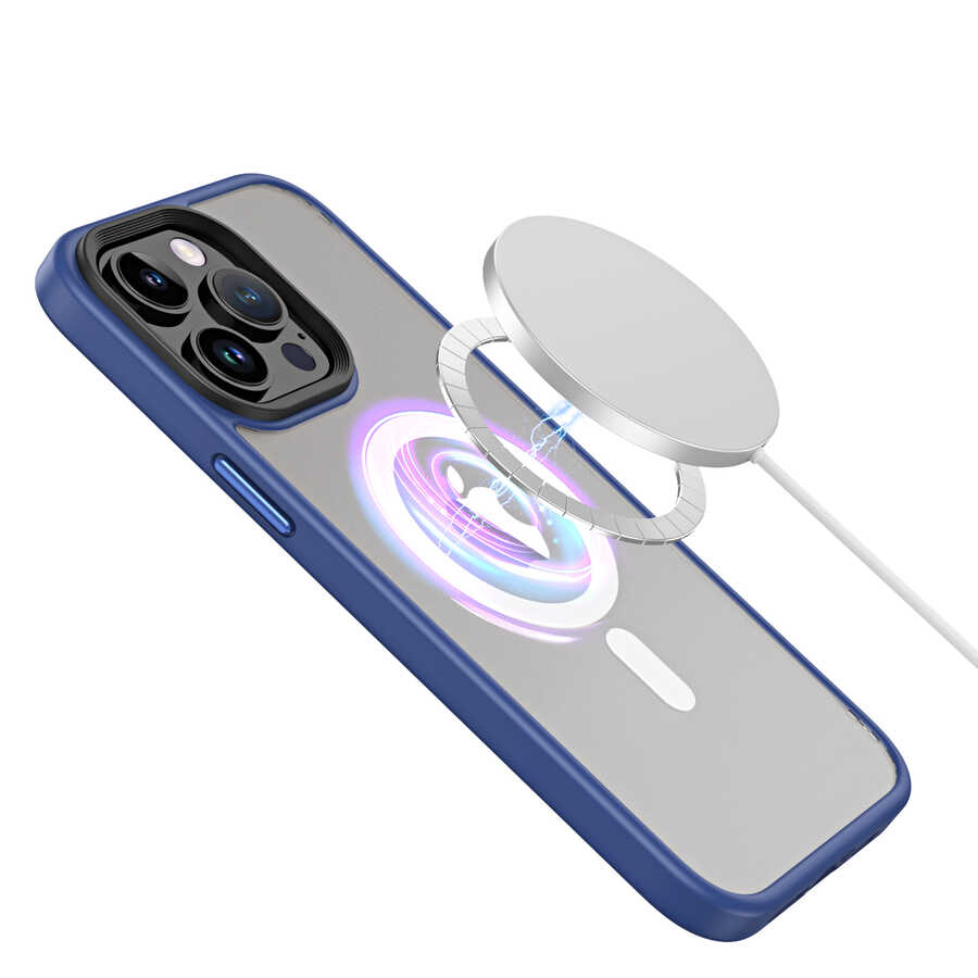 Apple iPhone 13 Pro Max Kılıf Wireless Şarj Özellikli Zore Hibrit M-safe Kapak