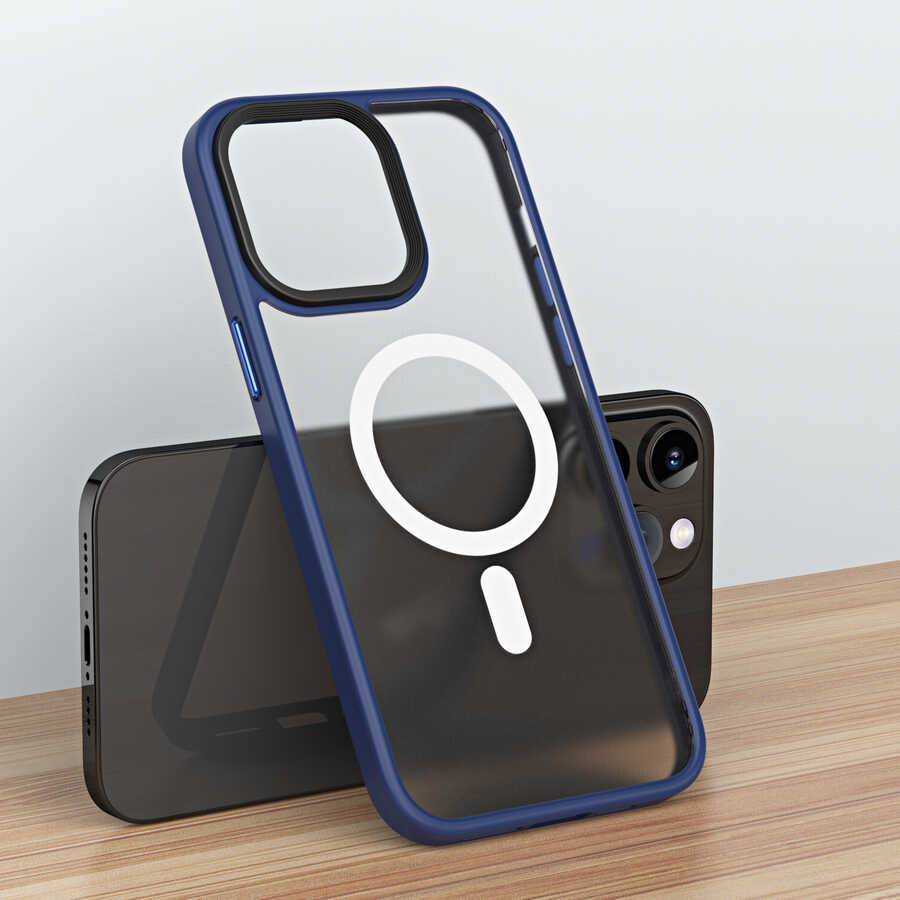 Apple iPhone 13 Pro Max Kılıf Wireless Şarj Özellikli Zore Hibrit M-safe Kapak