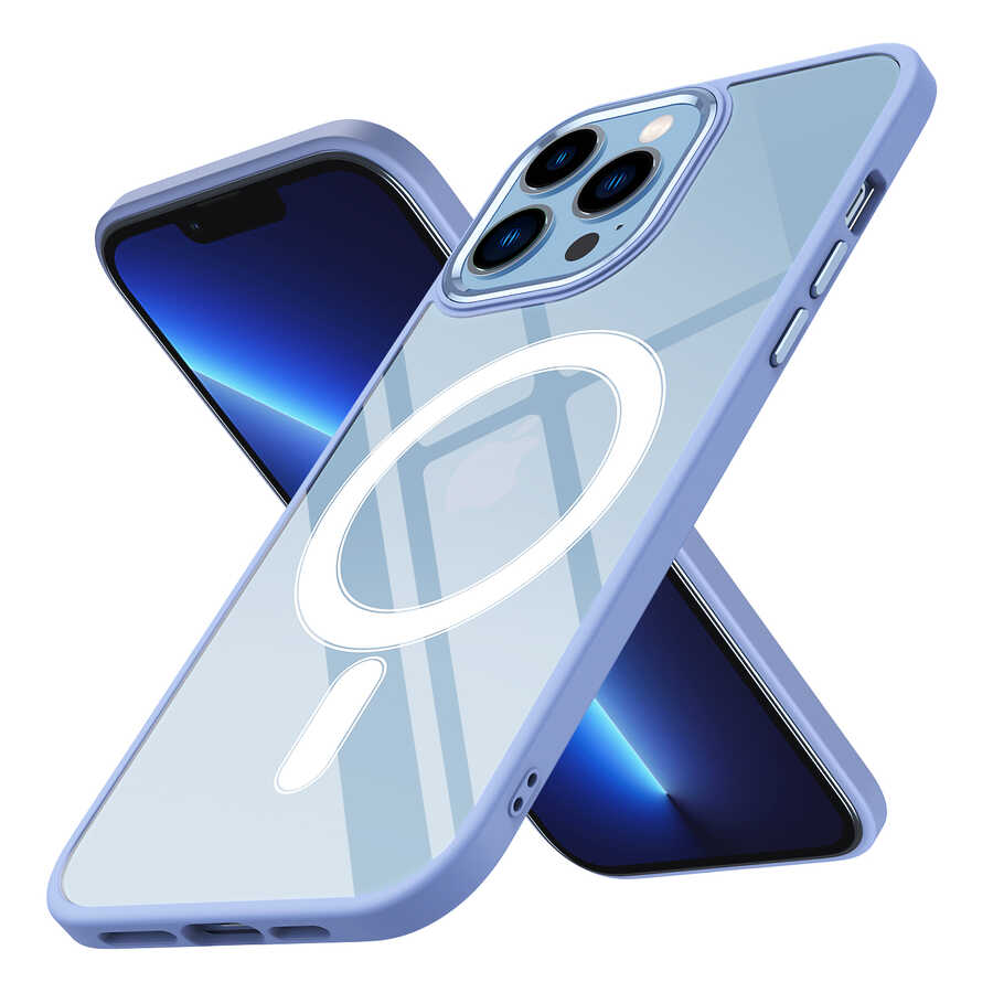 Apple iPhone 13 Pro Max Kılıf Wireless Şarj Özellikli Zore Krom M-safe Silikon Kapak