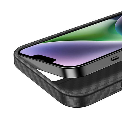 Apple iPhone 14 Kılıf Aramid Karbon Fiber M-safe Özellikli Wlons Radison Kapak