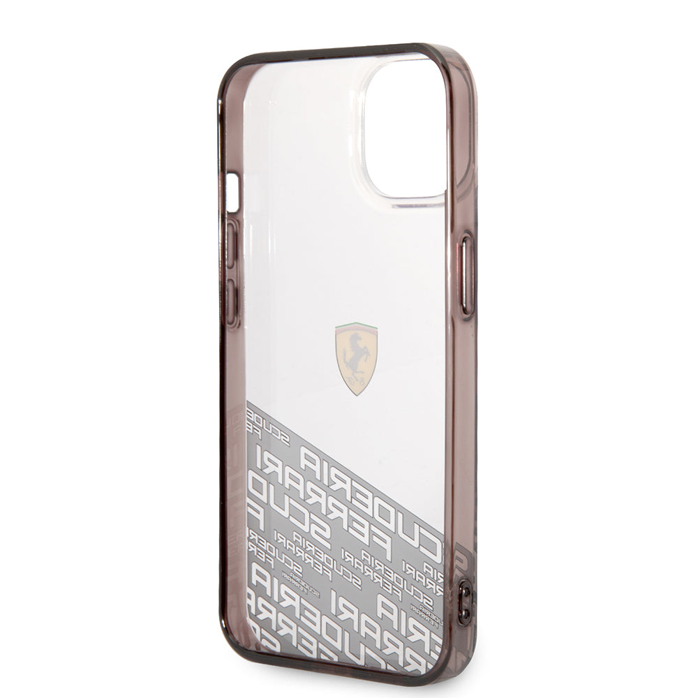 Apple iPhone 14 Kılıf Ferrari Orjinal Lisanlı Transparan Alt Kısım Baskılı Dizayn Kapak