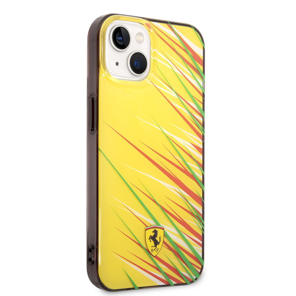 Apple iPhone 14 Kılıf Ferrari Orjinal Lisanslı Baskı Logolu Çimen Desenli Kapak