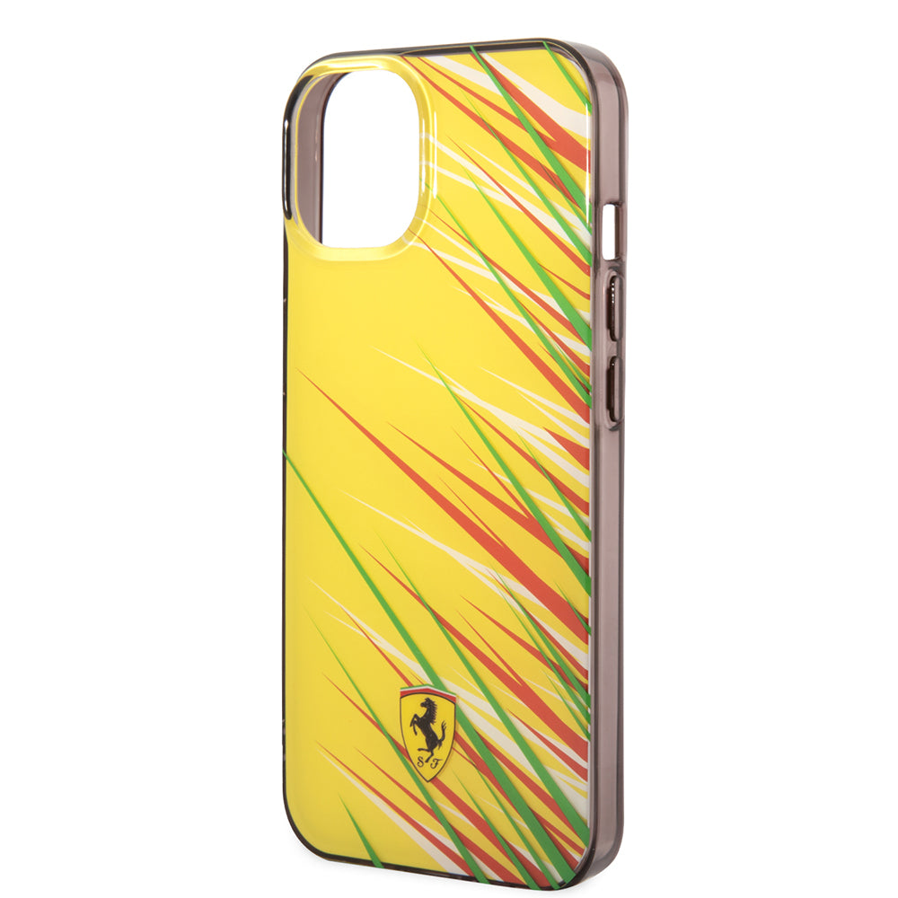 Apple iPhone 14 Kılıf Ferrari Orjinal Lisanslı Baskı Logolu Çimen Desenli Kapak