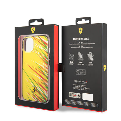 Apple iPhone 14 Kılıf Ferrari Orjinal Lisanslı Baskı Logolu Çimen Desenli Kapak