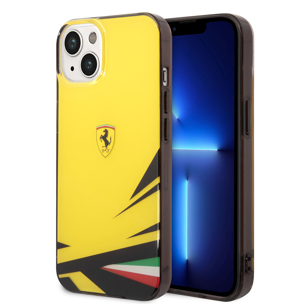 Apple iPhone 14 Kılıf Ferrari Orjinal Lisanslı Baskı Logolu İtalyan Bayrak Baskılı Dizayn Kapak