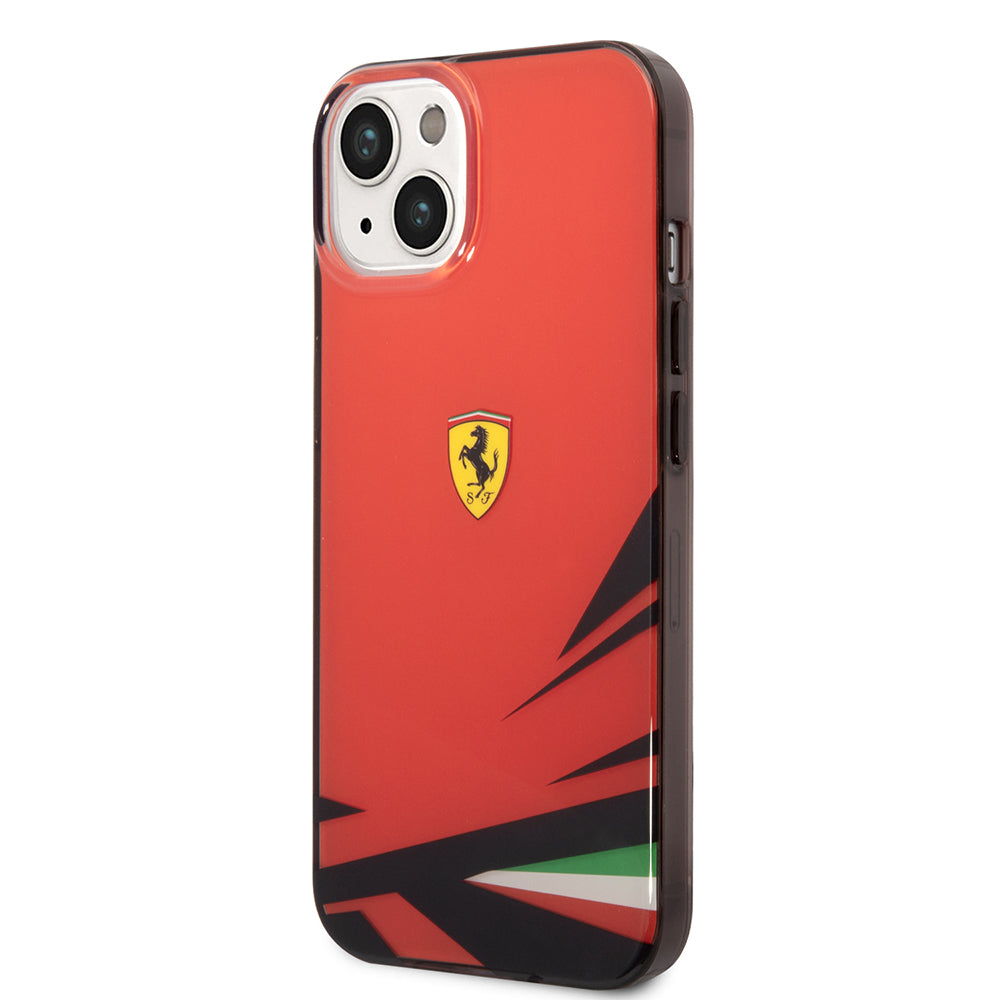 Apple iPhone 14 Kılıf Ferrari Orjinal Lisanslı Baskı Logolu İtalyan Bayrak Baskılı Dizayn Kapak